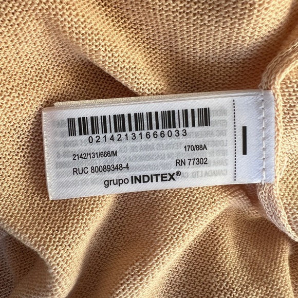 NWT!!  Zara Womens Beige Ruffle Short Puff Sleeve Open-Front Blouse Top Sz M - Picture 6 of 10